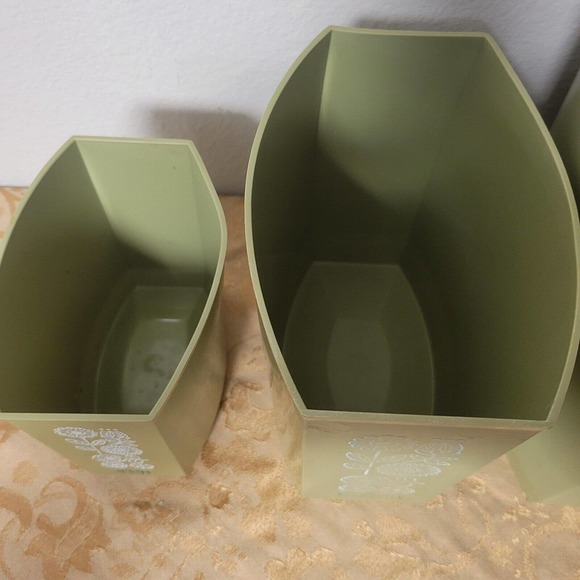Vintage 1970's Lustro Ware Avocado Floral Plastic Nesting Canister Set Lids Box - Picture 13 of 14